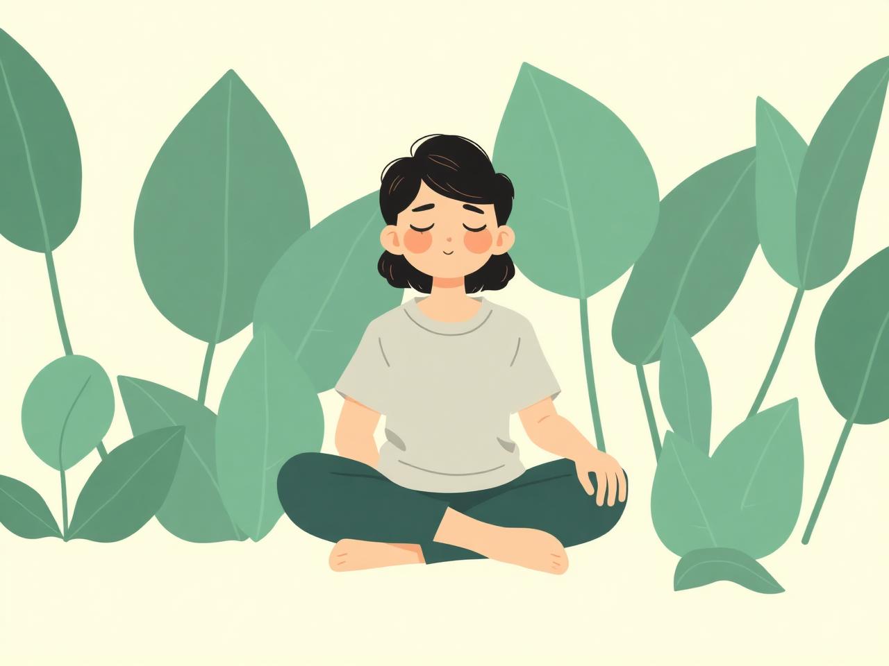 Bạn trẻ ngồi thở nhẹ nhàng giữa những tán lá xanh bạc hà